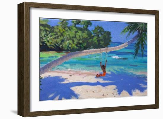 Girl on a Swing, Seychelles, 2015-Andrew Macara-Framed Premium Giclee Print