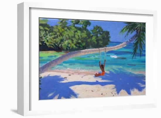 Girl on a Swing, Seychelles, 2015-Andrew Macara-Framed Premium Giclee Print