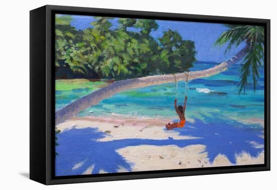 Girl on a Swing, Seychelles, 2015-Andrew Macara-Framed Premier Image Canvas