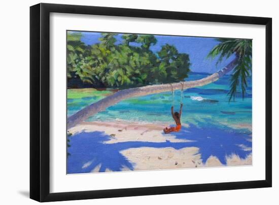 Girl on a Swing, Seychelles, 2015-Andrew Macara-Framed Giclee Print