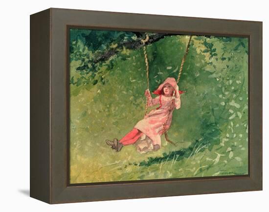 Girl on a Swing-Winslow Homer-Framed Premier Image Canvas