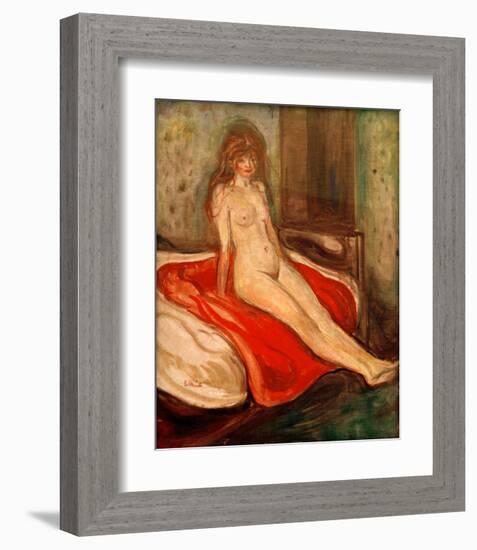 Girl on Red Cloth-Edvard Munch-Framed Giclee Print