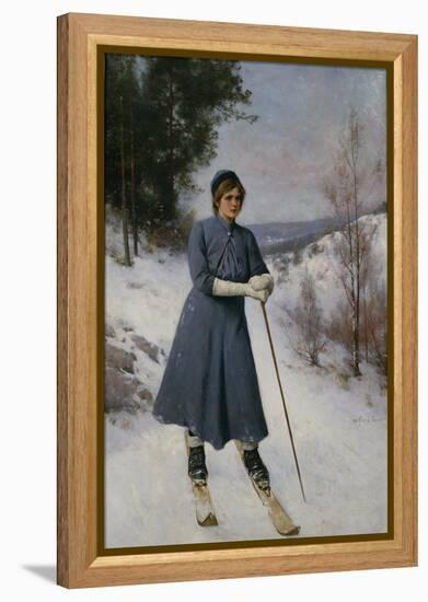 Girl on Skis-Axel Hjalmar Ender-Framed Premier Image Canvas