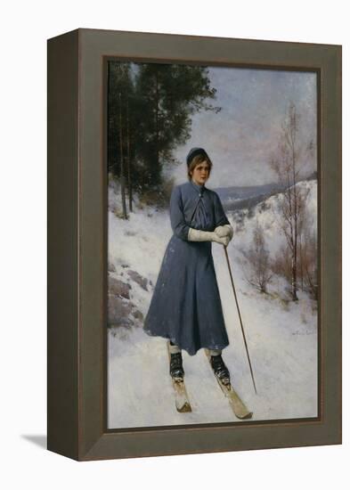 Girl on Skis-Axel Hjalmar Ender-Framed Premier Image Canvas