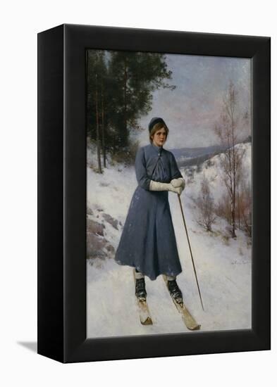 Girl on Skis-Axel Hjalmar Ender-Framed Premier Image Canvas