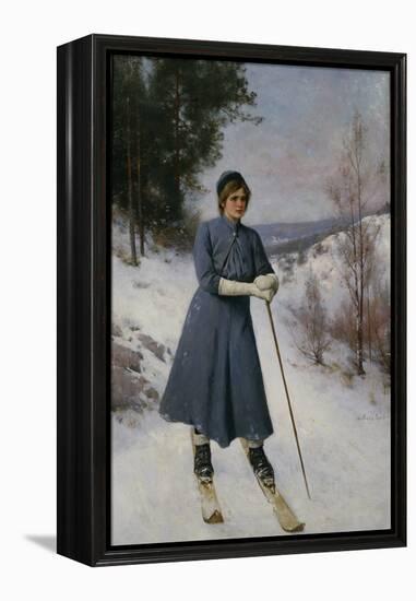 Girl on Skis-Axel Hjalmar Ender-Framed Premier Image Canvas