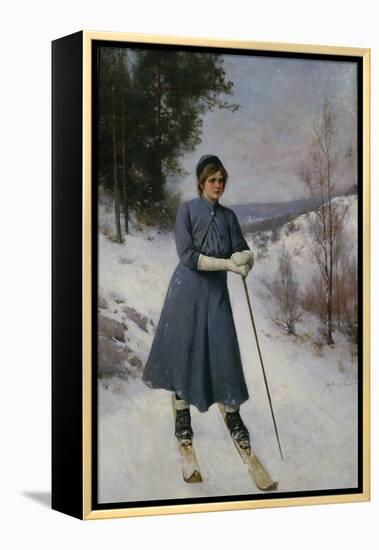 Girl on Skis-Axel Hjalmar Ender-Framed Premier Image Canvas