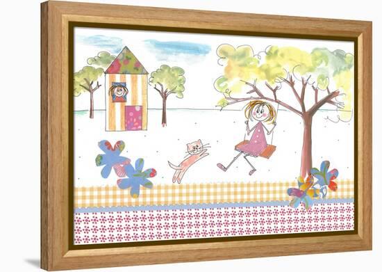 Girl on Swing-Effie Zafiropoulou-Framed Premier Image Canvas