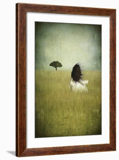 Girl On The Field-Majali-Framed Art Print