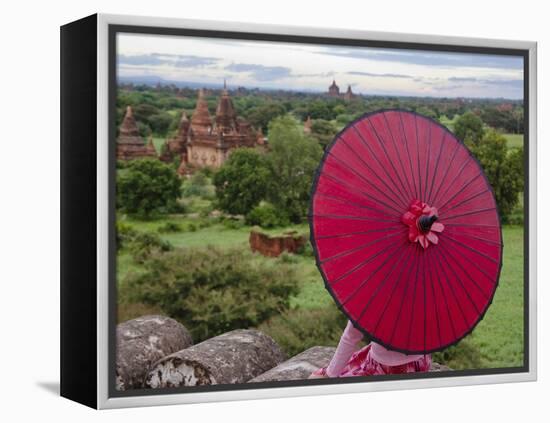 Girl Overlooking Temples of Bagan, Myanmar-Keren Su-Framed Premier Image Canvas