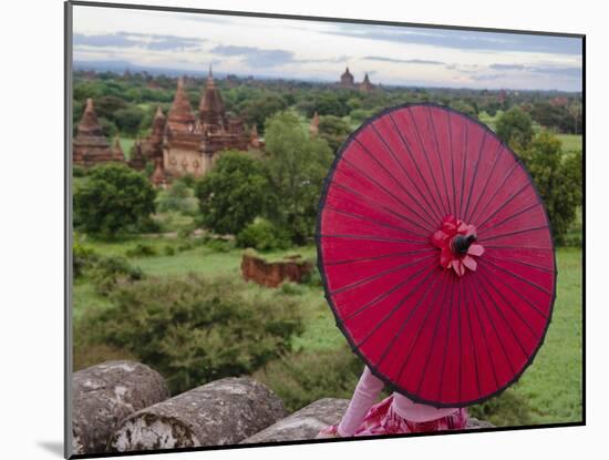 Girl Overlooking Temples of Bagan, Myanmar-Keren Su-Mounted Photographic Print