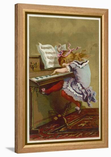 Girl Playing a Piano-null-Framed Premier Image Canvas
