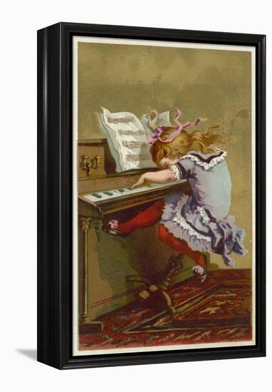 Girl Playing a Piano-null-Framed Premier Image Canvas