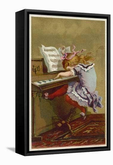 Girl Playing a Piano-null-Framed Premier Image Canvas