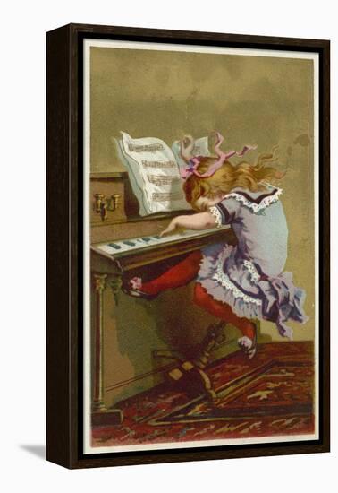 Girl Playing a Piano-null-Framed Premier Image Canvas