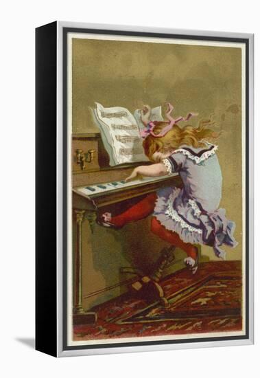 Girl Playing a Piano-null-Framed Premier Image Canvas