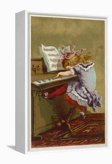 Girl Playing a Piano-null-Framed Premier Image Canvas