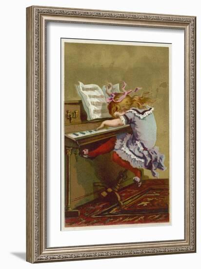 Girl Playing a Piano-null-Framed Giclee Print
