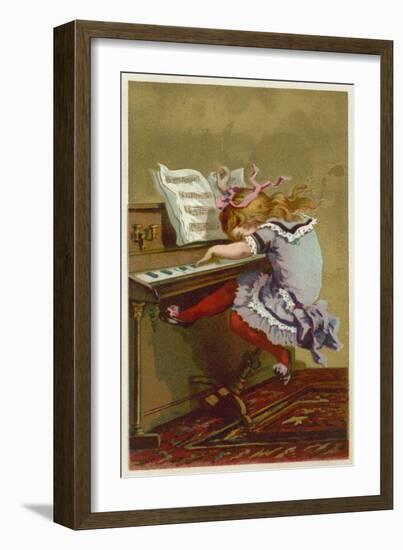 Girl Playing a Piano-null-Framed Giclee Print