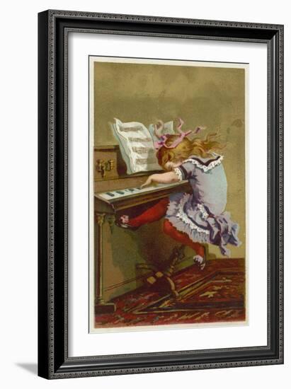 Girl Playing a Piano-null-Framed Giclee Print