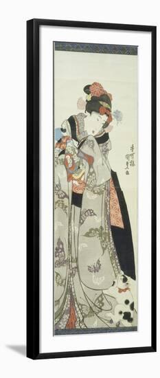 Girl Playing with Doll and a Cat-Utagawa Kunisada-Framed Giclee Print