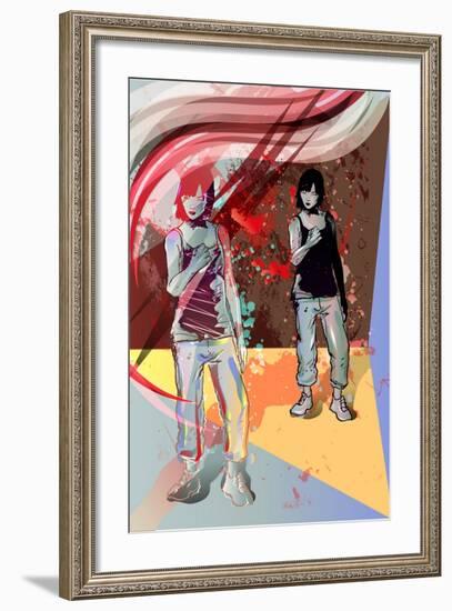 Girl Power, Abstract Grunge Background-Irmak Akcadogan-Framed Art Print