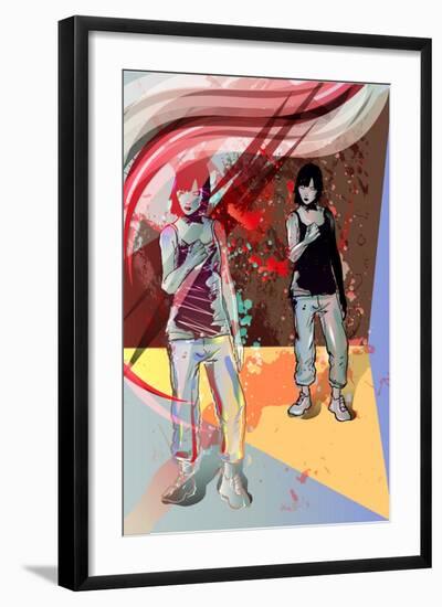 Girl Power, Abstract Grunge Background-Irmak Akcadogan-Framed Art Print