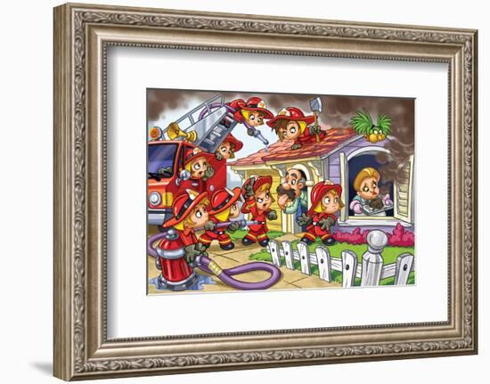 Girl Power - Firefighters-null-Framed Art Print