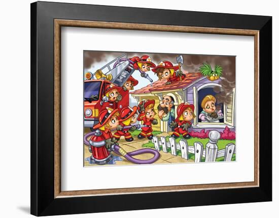 Girl Power - Firefighters-null-Framed Art Print