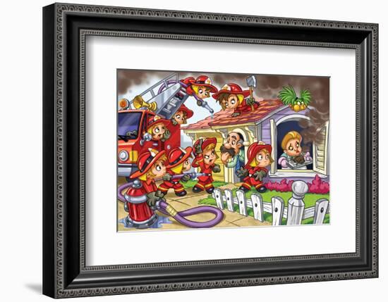 Girl Power - Firefighters-null-Framed Art Print