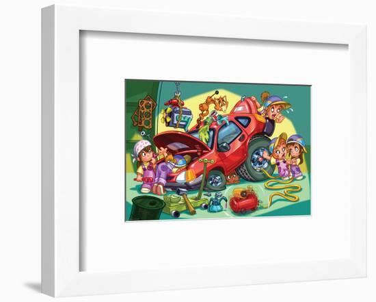 Girl Power - Mechanics-null-Framed Art Print