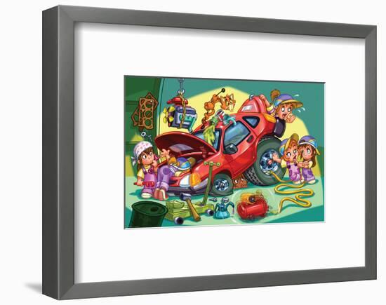 Girl Power - Mechanics-null-Framed Art Print