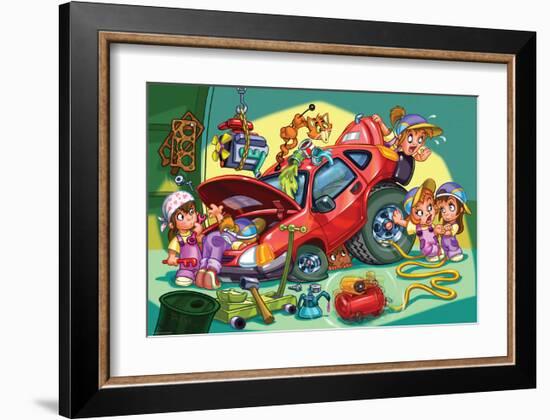 Girl Power - Mechanics-null-Framed Art Print