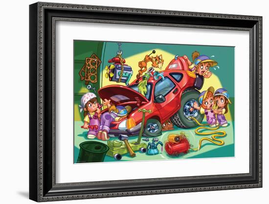 Girl Power - Mechanics-null-Framed Art Print