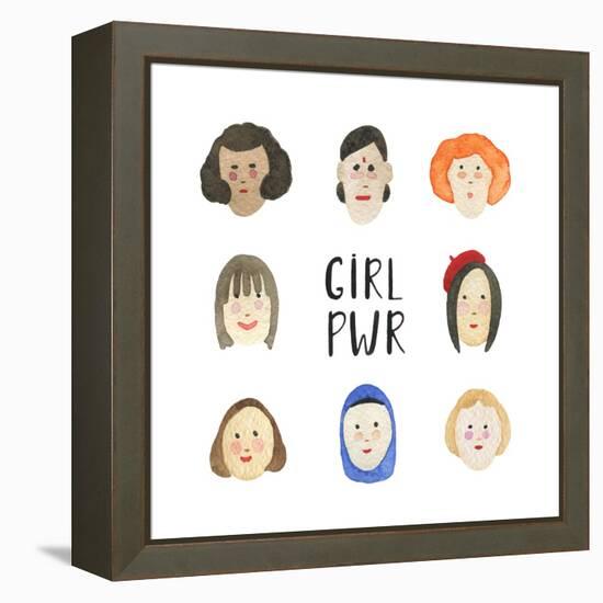 Girl Pwr - Set of Faces-Maria Mirnaya-Framed Stretched Canvas