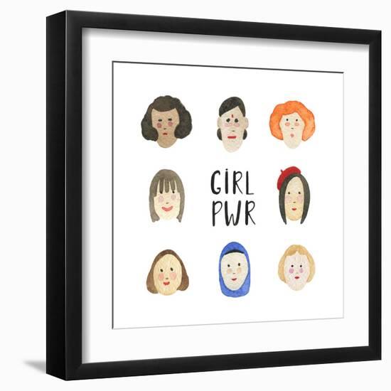 Girl Pwr - Set of Faces-Maria Mirnaya-Framed Art Print