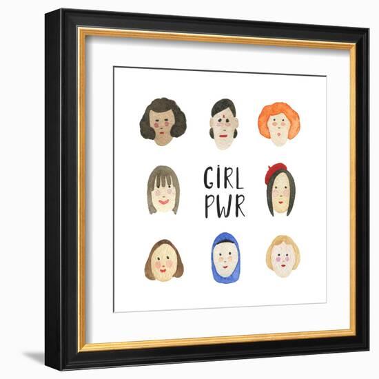 Girl Pwr - Set of Faces-Maria Mirnaya-Framed Art Print