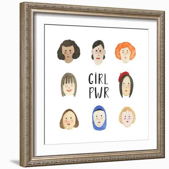 Girl Pwr - Set of Faces-Maria Mirnaya-Framed Art Print