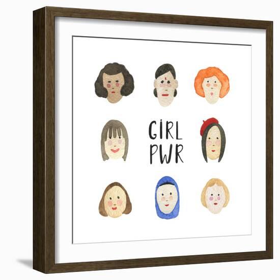 Girl Pwr - Set of Faces-Maria Mirnaya-Framed Art Print