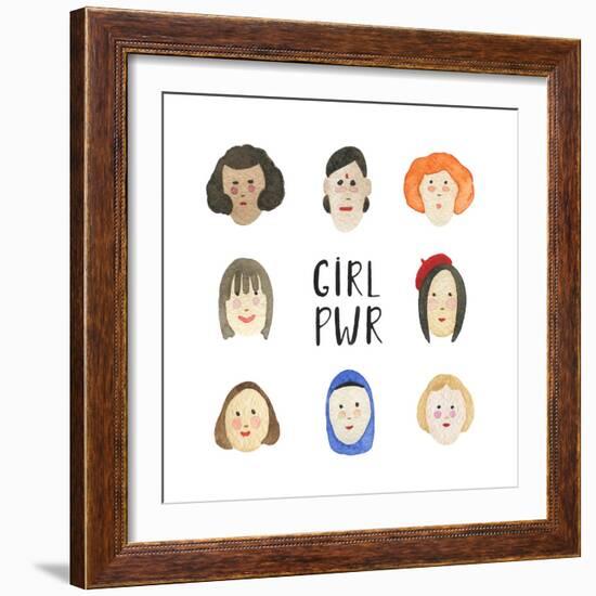 Girl Pwr - Set of Faces-Maria Mirnaya-Framed Art Print