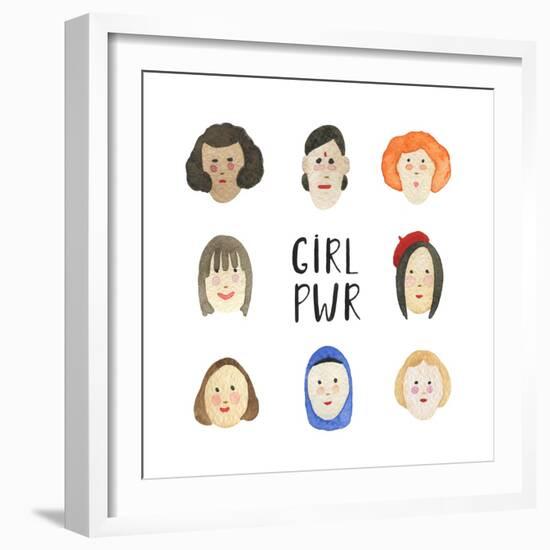 Girl Pwr - Set of Faces-Maria Mirnaya-Framed Art Print