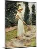 Girl Raking Hay-Theodore Robinson-Mounted Giclee Print