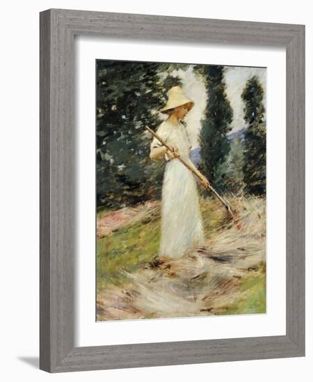 Girl Raking Hay-Theodore Robinson-Framed Giclee Print