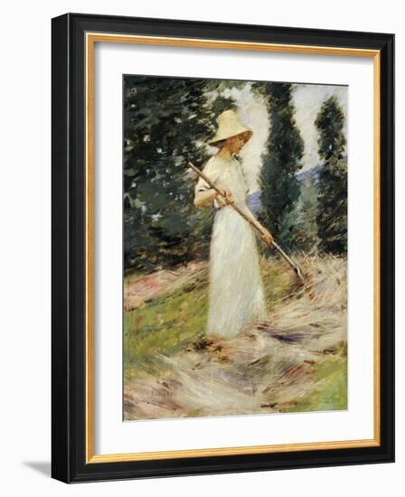 Girl Raking Hay-Theodore Robinson-Framed Giclee Print