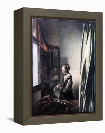 Girl Reading a Letter at an Open Window, C1657-Johannes Vermeer-Framed Premier Image Canvas