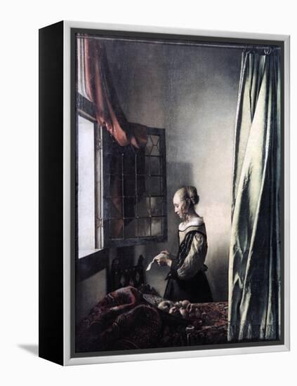 Girl Reading a Letter at an Open Window, C1657-Johannes Vermeer-Framed Premier Image Canvas