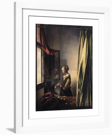 Girl Reading a Letter at an Open Window-Jan Vermeer-Framed Premium Giclee Print