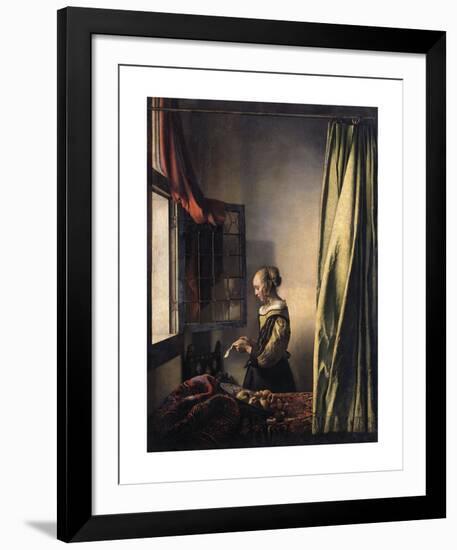Girl Reading a Letter at an Open Window-Jan Vermeer-Framed Premium Giclee Print