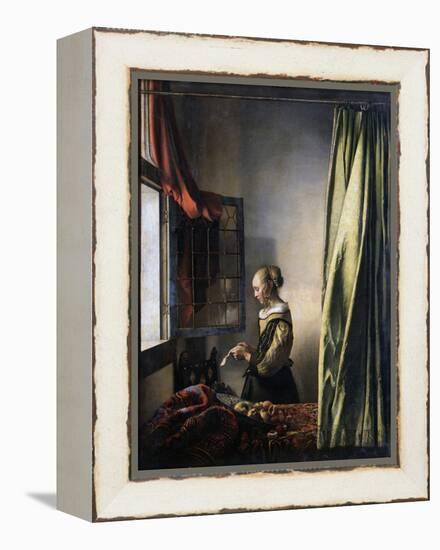 Girl Reading a Letter by an Open Window, Ca 1659-Johannes Vermeer-Framed Premier Image Canvas