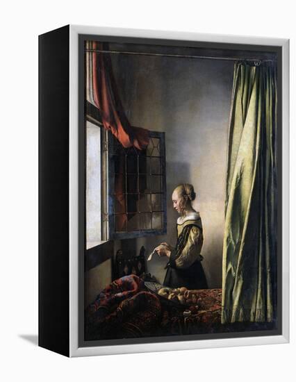 Girl Reading a Letter by an Open Window, Ca 1659-Johannes Vermeer-Framed Premier Image Canvas